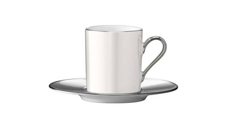LAS International Palazzo 100ml Porcelain Coffee Cup & Saucer - Pearl Platinum