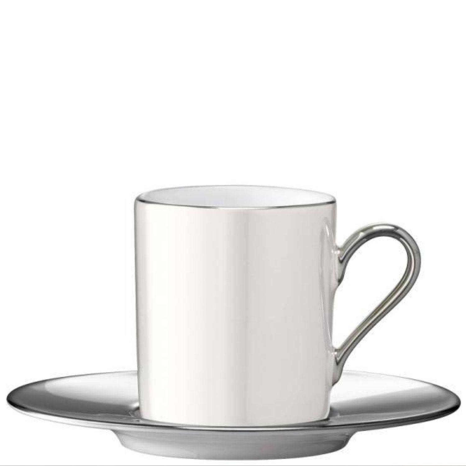 LAS International Palazzo 100ml Porcelain Coffee Cup & Saucer - Pearl Platinum - Image 1