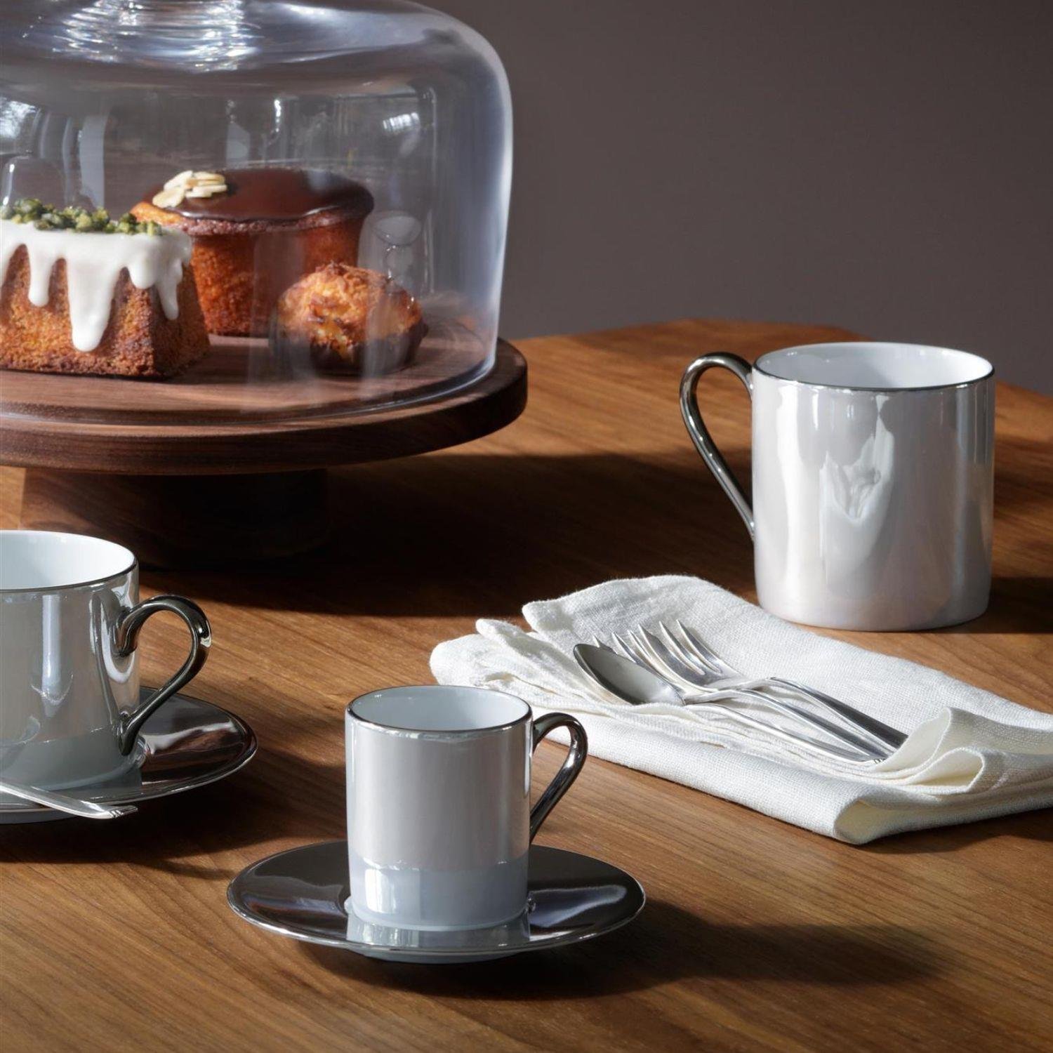 LAS International Palazzo 100ml Porcelain Coffee Cup & Saucer - Pearl Platinum - Image 3