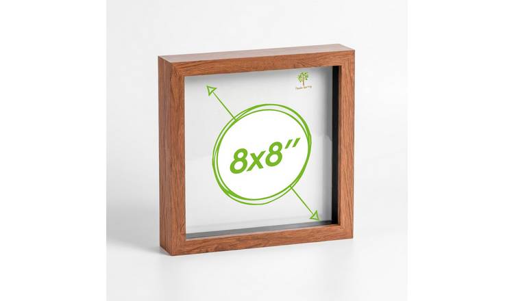 Nicola Spring 3D Box Photo Frame - 8 x 8" with 6 x 6" Mount - Dark Wood/Ivory