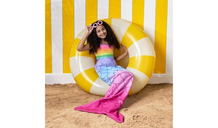 OHS Kids Mermaid Ombre Wearable Microfibre Beach Towel - Multi