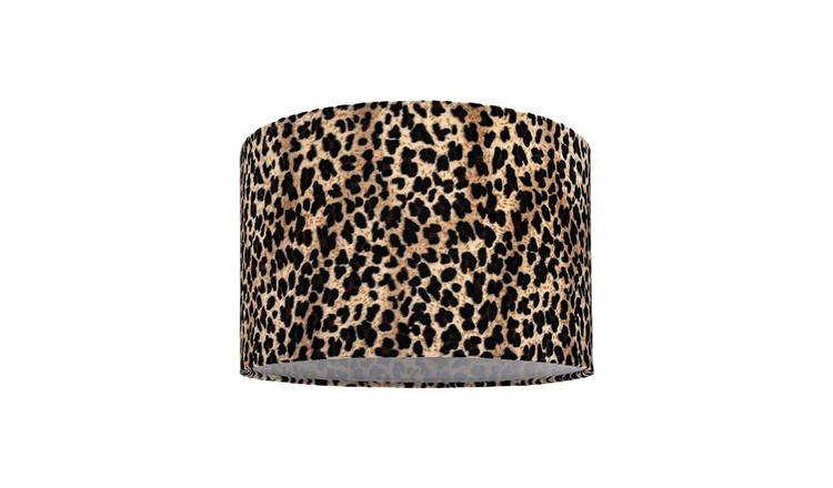 Happy Homewares Black Distinctive Leopard Print in Soft Velvet Lampshade - 30cm
