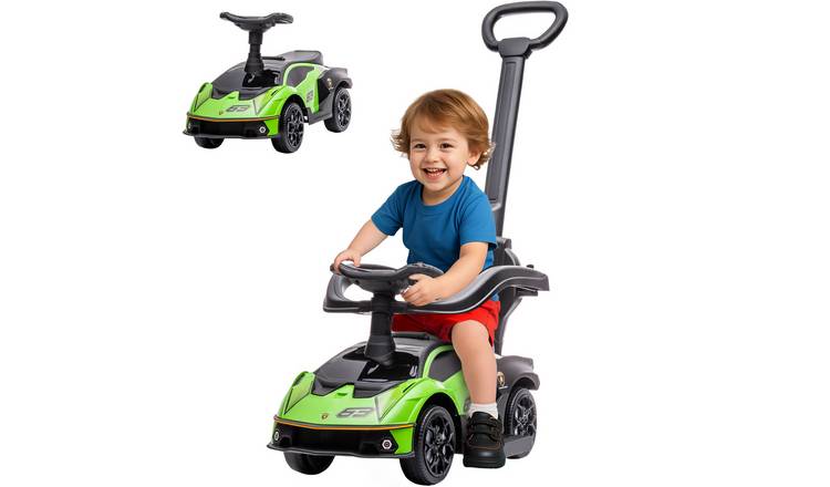 AIYAPLAY 2 in 1 Parent Handle Horn Steering Baby Push Car - Green