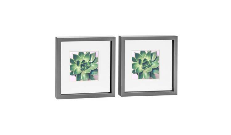 Nicola Spring 3D Box Photo Frames - 10 x 10" with Mount - Set of 2 - Grey