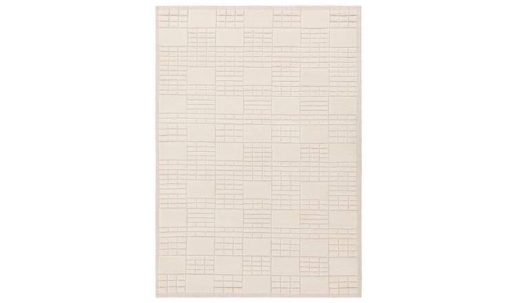Mega Flooring White Modern Chequered Rug - 120 x 170cm