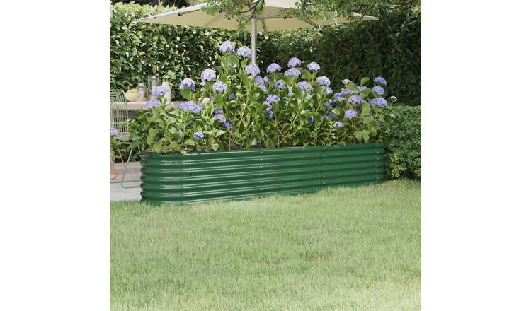 Walplus Galvanised Steel Raised Garden Bed - Green - 224 x 40 x 36 cm