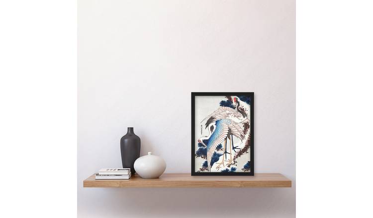 Katsushika Hokusai Cranes On A Snowy Tree Framed Art Print - A4