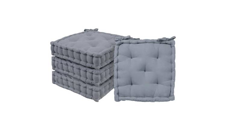 Harbour Housewares Square Seat Pads - 40 x 40 x 10cm - Grey - Pack of 4