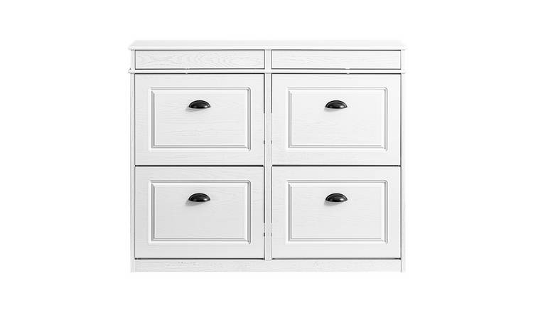 SoBuy 2 Drawer 4 Flip Compartment Hallway Shoe Cabinet - White