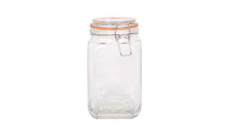 Argon Tableware Square Glass Jar with Clip-Top Lid