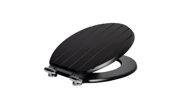 Harbour Housewares Wooden Soft Close Toilet Seat - Black