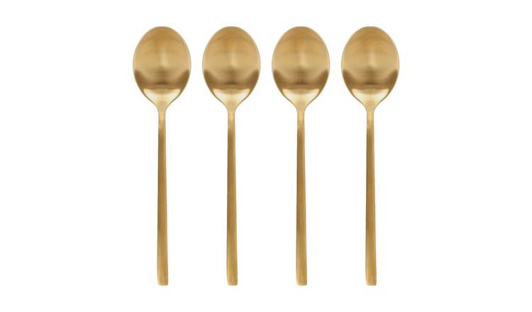 Argon Tableware Stainless Steel Dessert Spoons - Gold - Pack of 4