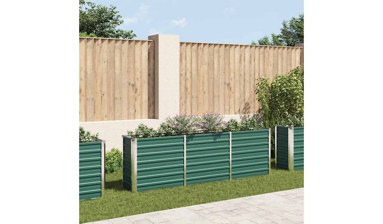 Walplus Galvanised Steel Raised Garden Bed - Green - 240 x 40 x 77 cm