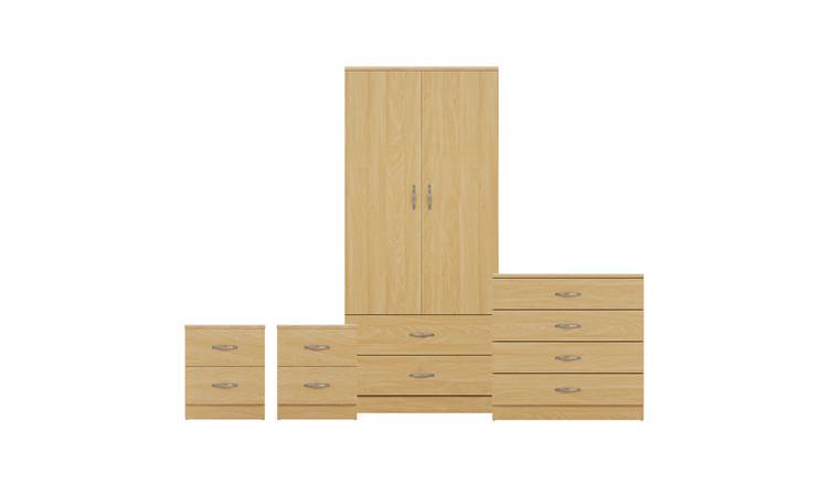 Vida Designs Riano Bedroom Set (Bedsides, 4 Drawer Chest, 2x2 Wardrobe) - Pine