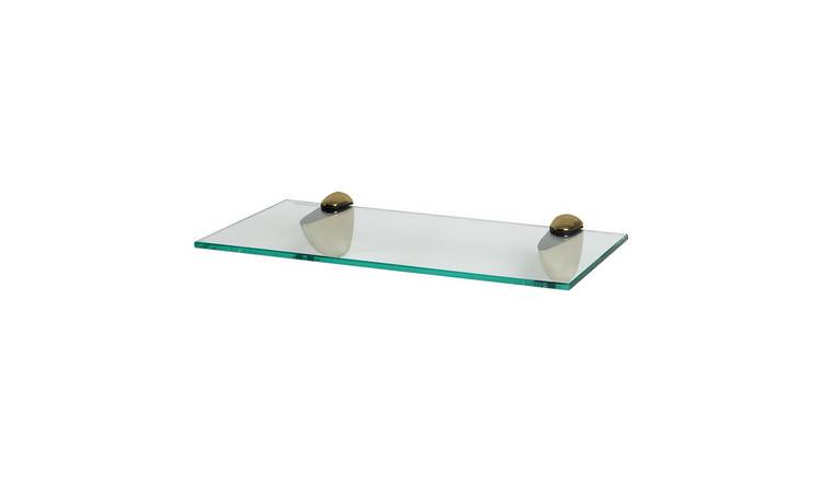 Harbour Housewares Floating Glass Bathroom Shelf - Clear/Gold