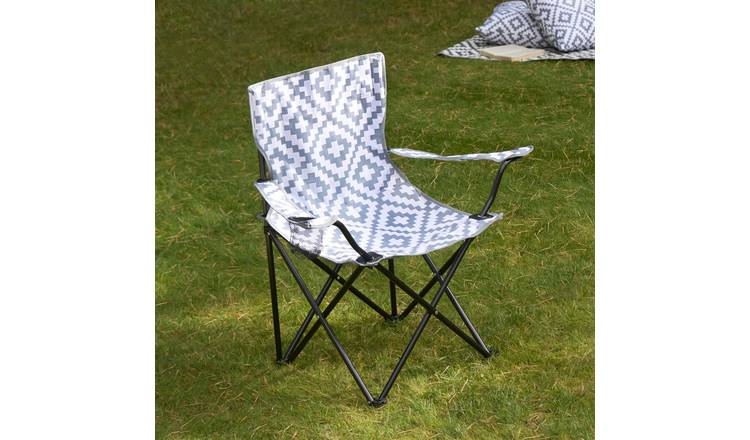 OHS Folding Outdoor Camping Chair Portable Picnic Seat - Grey Geo