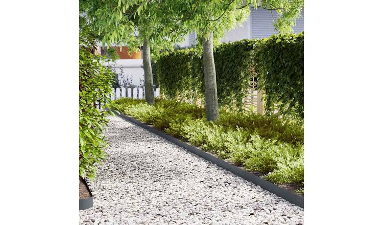 Walplus Pack of 10 Steel Lawn Edging - Anthracite - 100 x 0.05 x 15 cm