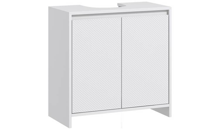 HOMCOM Under Sink Bathroom Cabinet with 2 Doors and Shelf - White