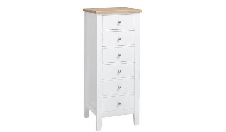 Noa & Nani Leines 6 Drawer Tall Chest Of Drawers - White & Oak