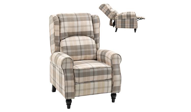 HOMCOM Wingback Recliner Armchair with Round Armrests - Khaki