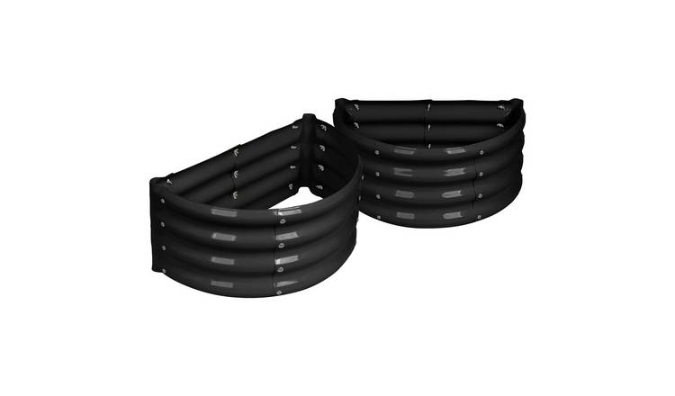 Harbour Housewares Semicircle Raised Garden Beds 60cm x 30cm Anthracite Set of 2
