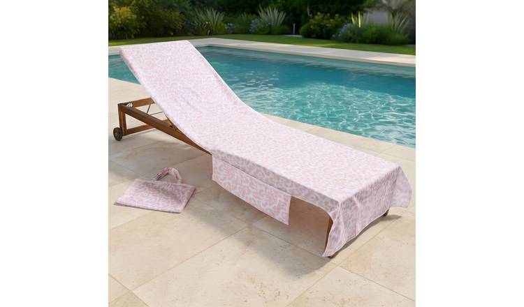 OHS Leopard Print Microfibre Beach Towel in a Bag - Stone
