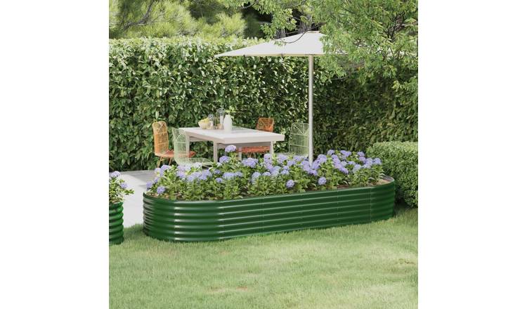 Walplus Galvanised Steel Raised Garden Bed - Green - 249 x 100 x 36 cm