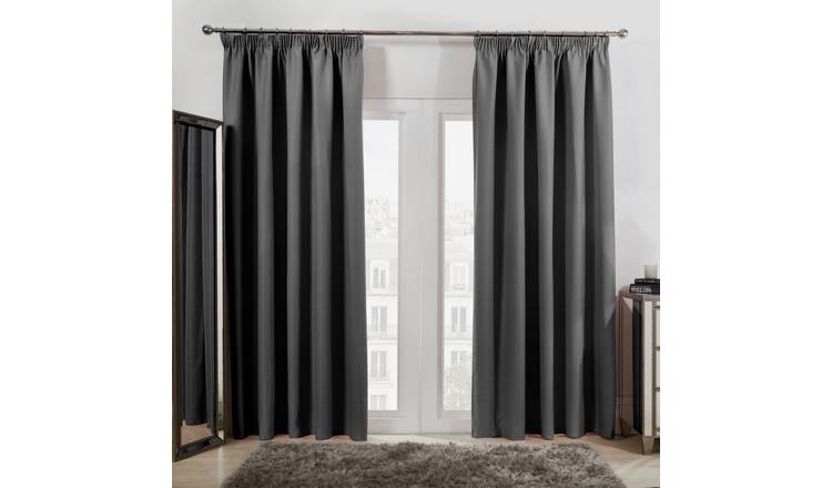 OHS Pencil Pleat Blackout Curtains 229 x 229cm - Charcoal
