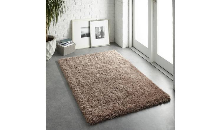 Mega Flooring Beige Shaggy Plain Rug - 110 x 160cm