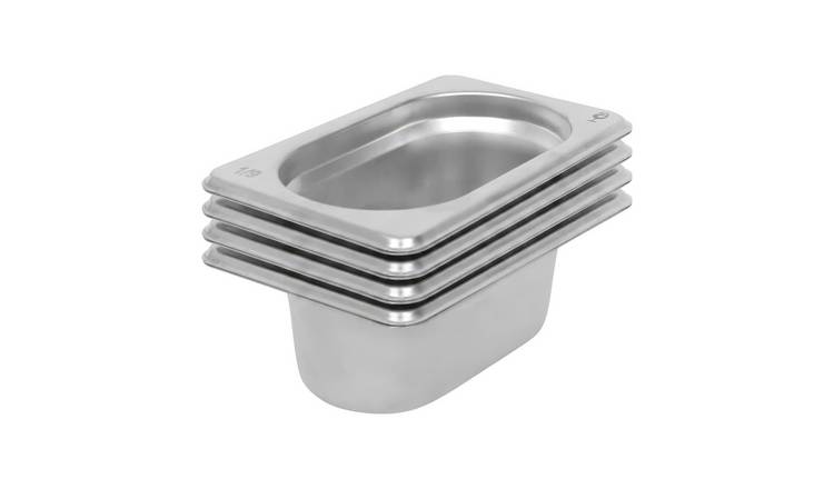 Argon Tableware Steel Gastronorm Containers 1/9 - 500ml - Set of 4