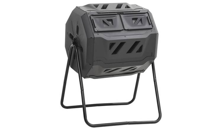 Walplus Plastic Garden Compost Bin 160 L - Black - 73 x 64 x 95 cm