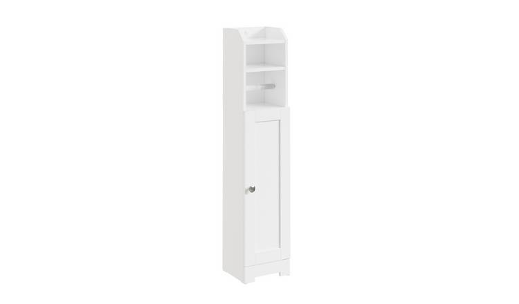 SoBuy 1 Roll Holder Ajustable Shelf Slim Toilet Paper Storage Cabinet - White