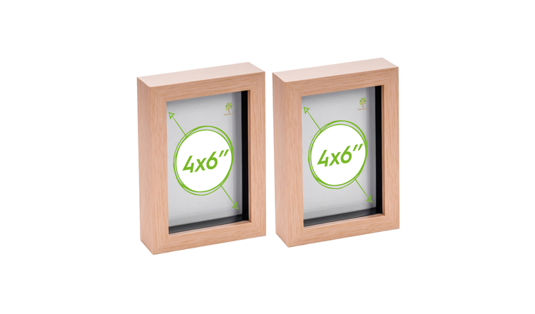Nicola Spring 3D Box Photo Frames - 4 x 6" - Set of 2 - Light Wood