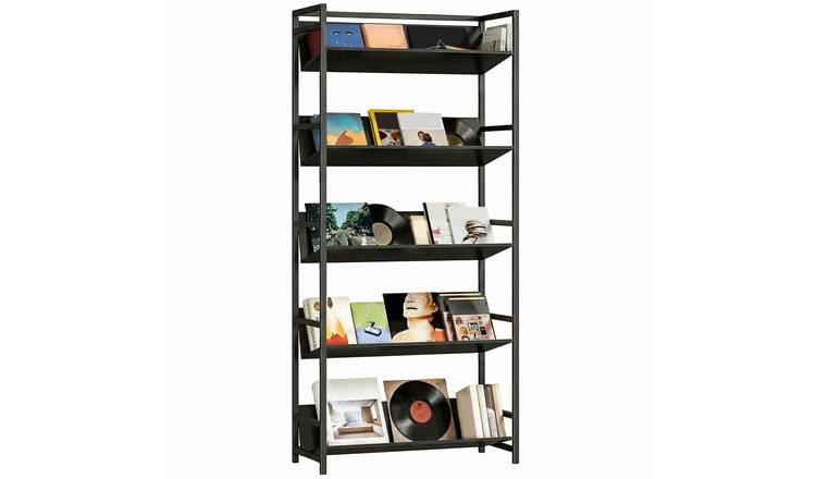 HOMCOM 5 Tier Metal Storage Bookcase - Black