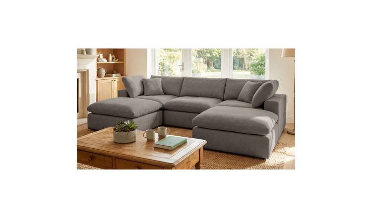 Artemis Home Cotleigh 5 Piece U-Shaped Modular Corner Sofa - Grey