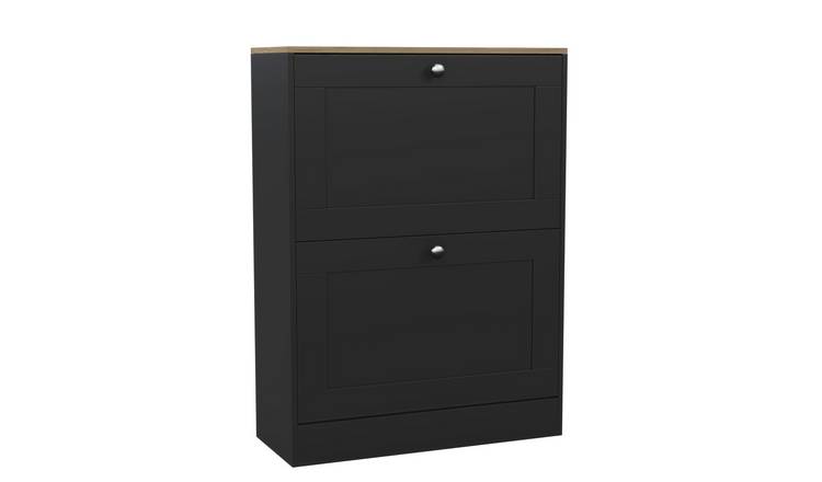 Vida Designs 2 Drawer Shoe Cabinet - Black & Oak