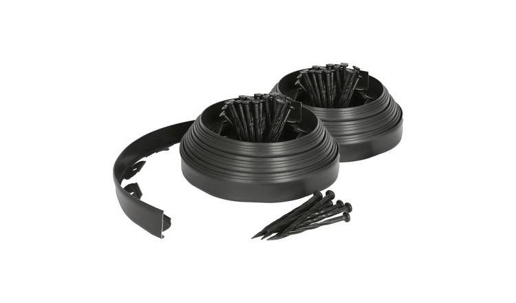 Harbour Housewares Flexible Plastic Lawn & Path Edging - 20m x 4cm - Black