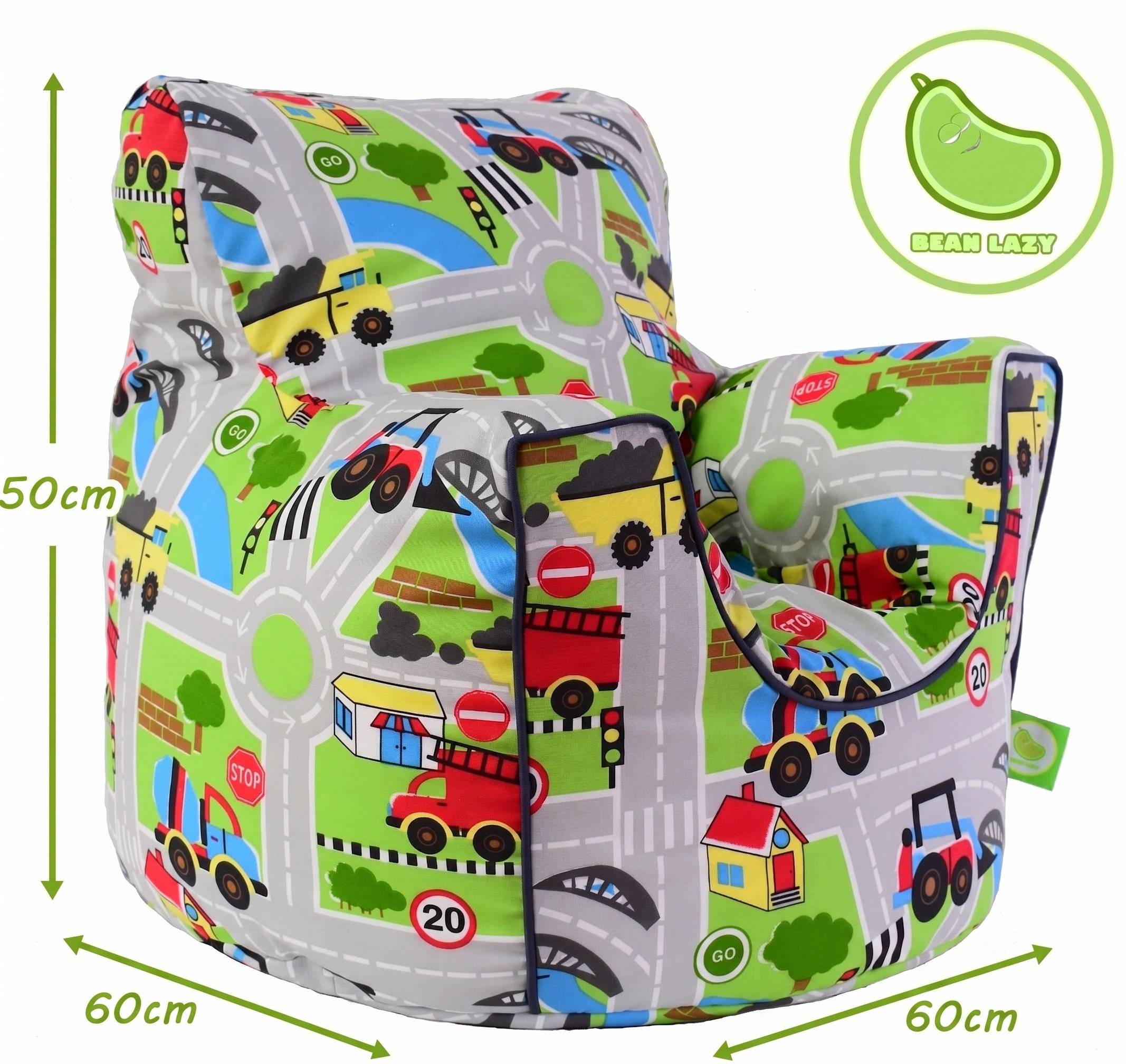 Bean Lazy Road Map Cotton Bean Bag Armchair Child Teen Size Grey - Image 4