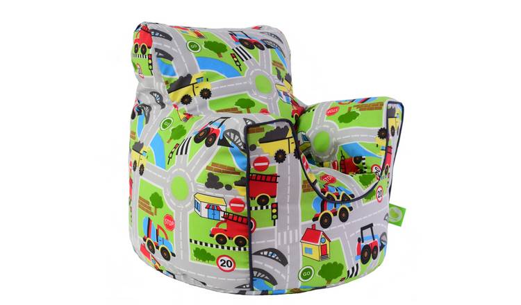 Bean Lazy Road Map Cotton Bean Bag Armchair Child Teen Size Grey