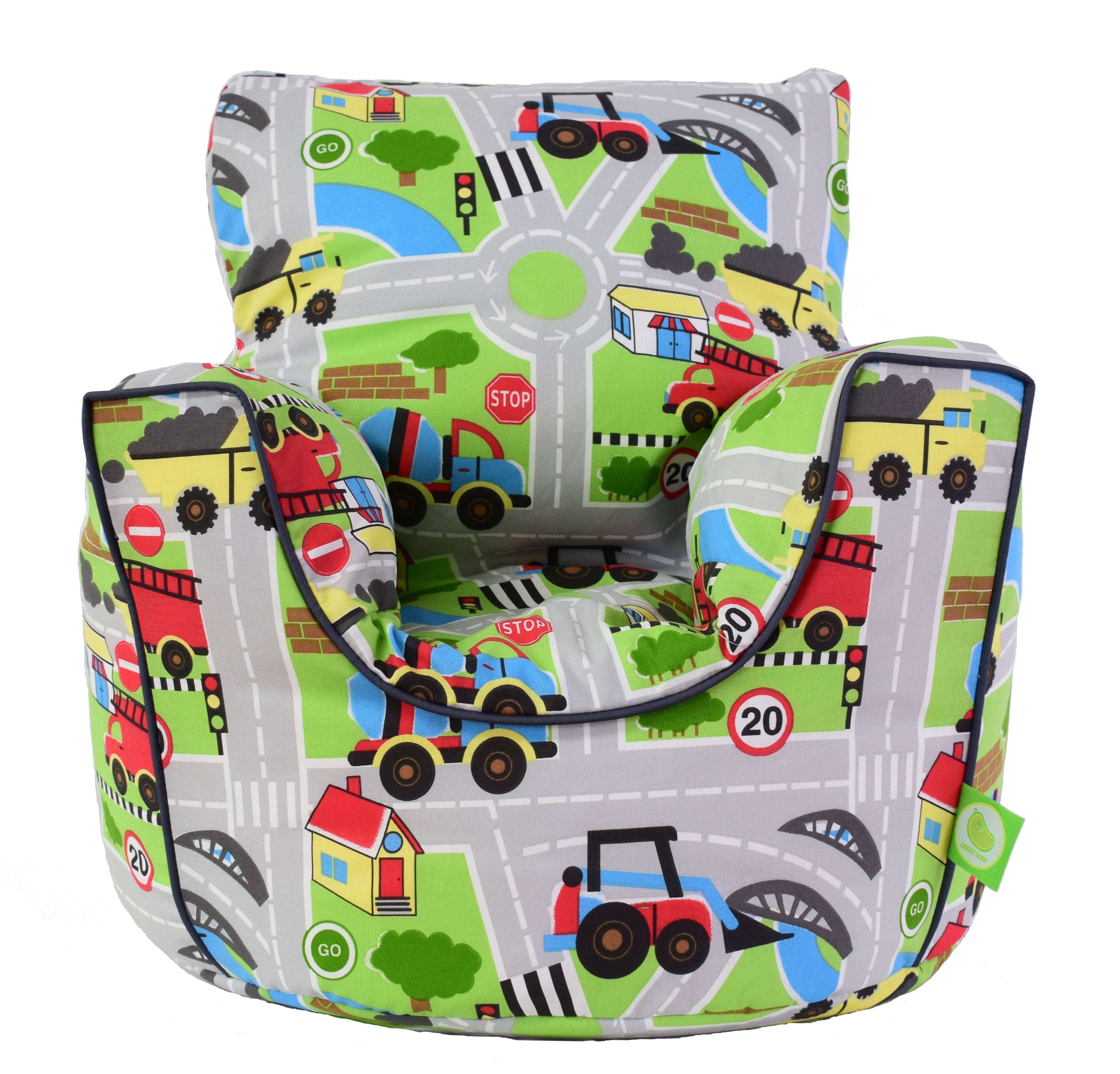 Bean Lazy Road Map Cotton Bean Bag Armchair Child Teen Size Grey - Image 2