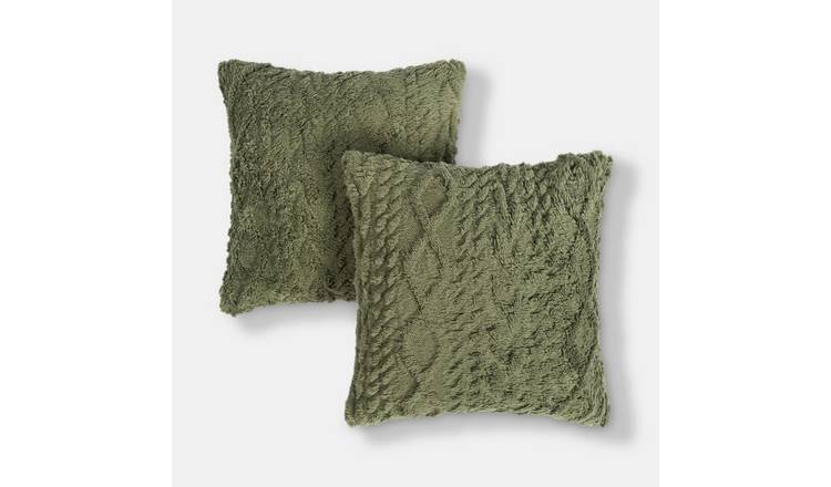 OHS 2 Pack Cable Knit Cushion Covers 45 x 45cm - Woodland Green