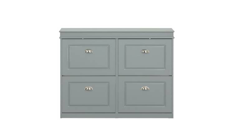 SoBuy 4 Flip Drawer Slim Shoe Storage Unit - Grey