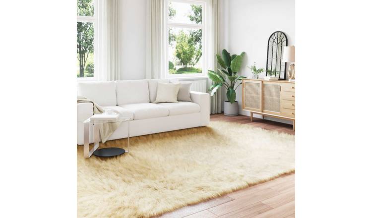 Walplus Tafalla Polyester Faux Sheepskin Rug - Cream - 200 x 280 cm