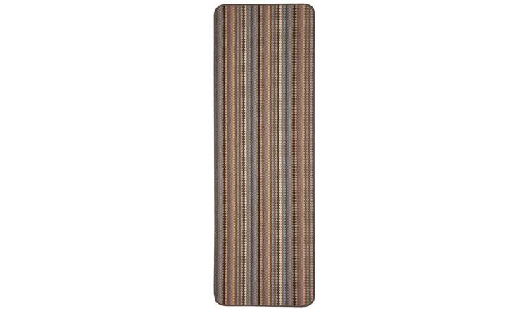 The Rugs Beige Washable Nonslip Striped Runner Rug - 67 x 200cm
