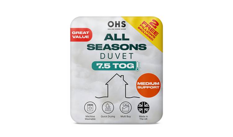 OHS All Seasons 7.5 Tog Duvet Pillow Set - Double