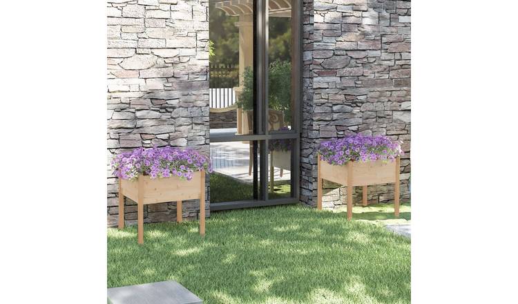 Walplus Pack of 2 Wood Garden Planter - 70 x 70 x 70 cm