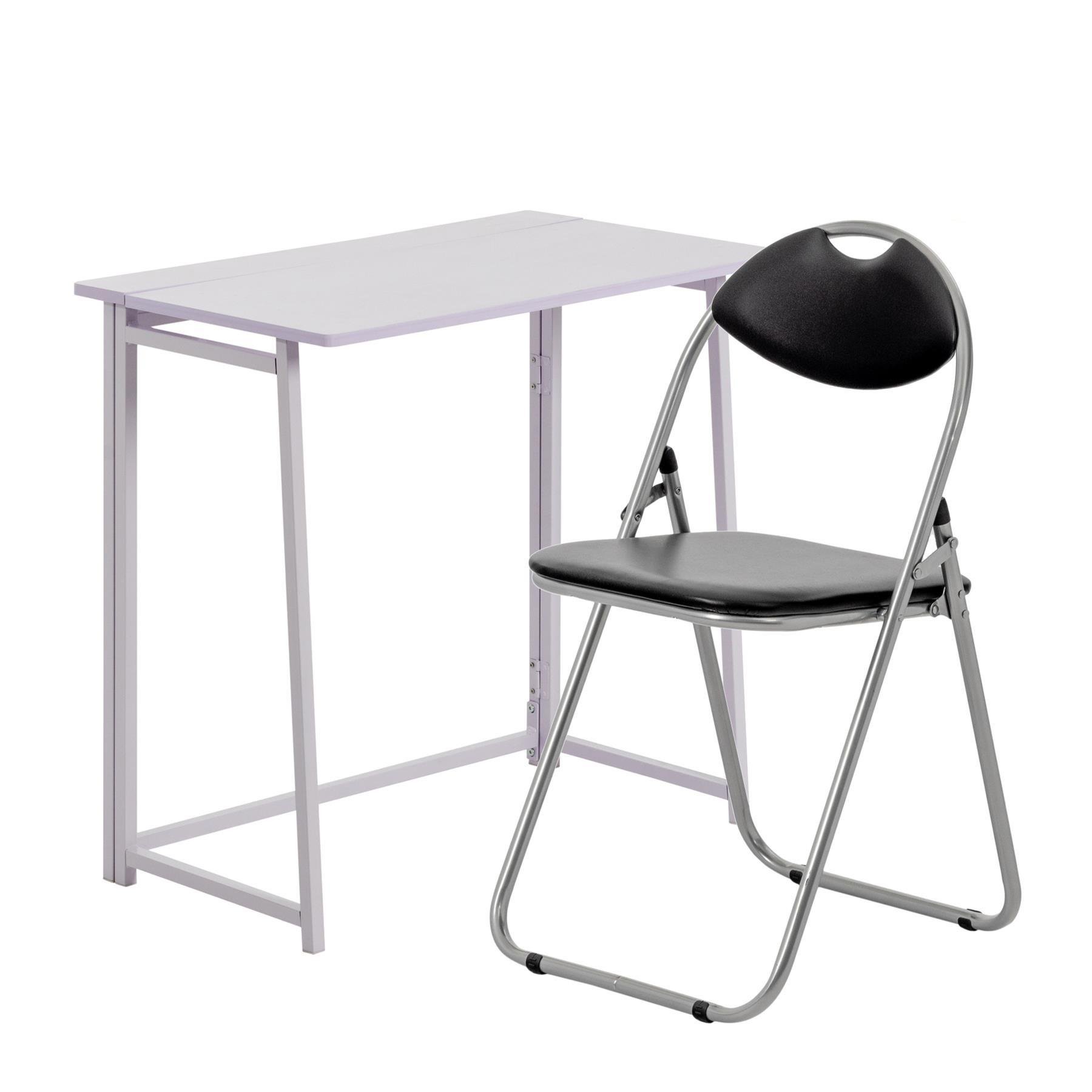 Harbour Housewares Lilac Deluxe Folding Wooden Desk & Chair Set - Black - Image 1