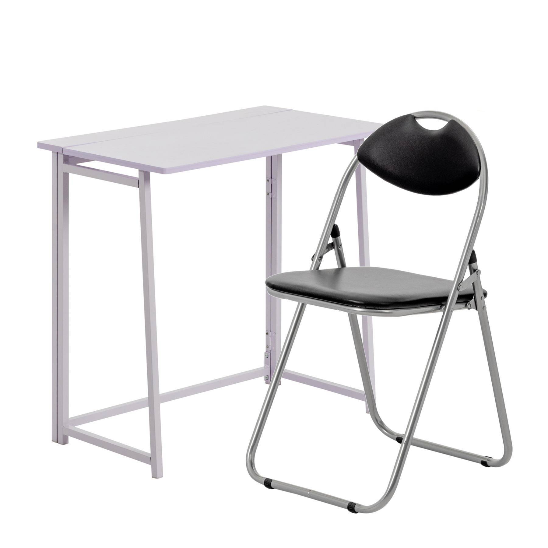 Harbour Housewares Lilac Deluxe Folding Wooden Desk & Chair Set - Black - Image 1