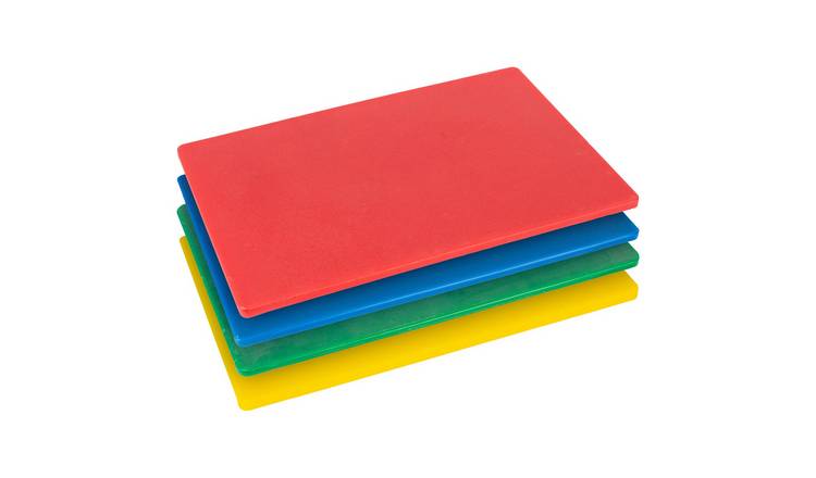Argon Tableware 4 Piece Colour-Coded Plastic Chopping Board Set - Multi