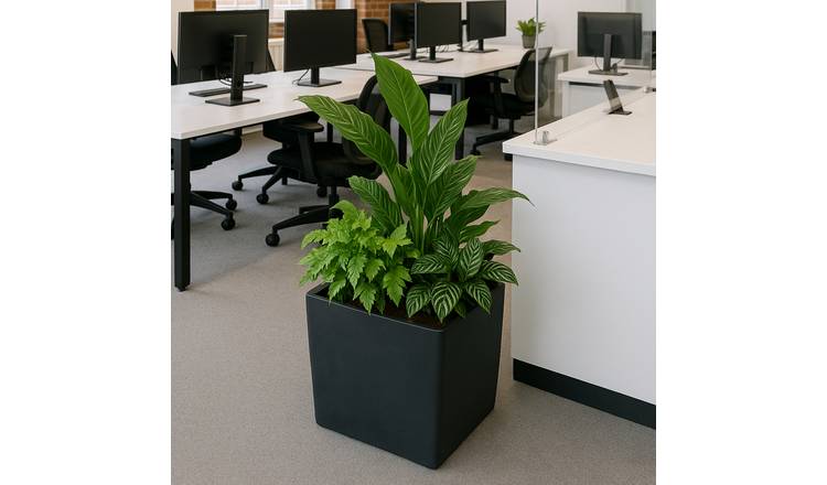 Fargro Home and Garden 58L Polystone Square Plant Pot - Charcoal Black